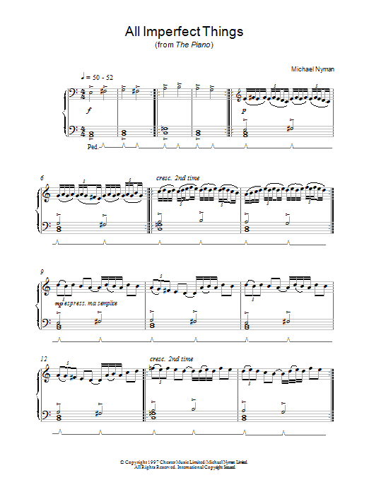 Michael Nyman All Imperfect Things (from The Piano) Sheet Music Notes & Chords for Piano - Download or Print PDF