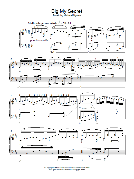 Michael Nyman Big My Secret Sheet Music Notes & Chords for Piano - Download or Print PDF