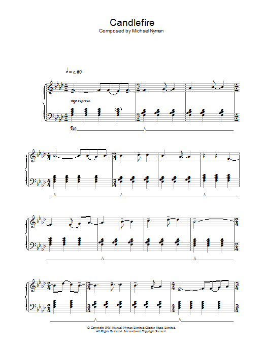 Michael Nyman Candlefire (from The Diary Of Anne Frank) Sheet Music Notes & Chords for Piano - Download or Print PDF