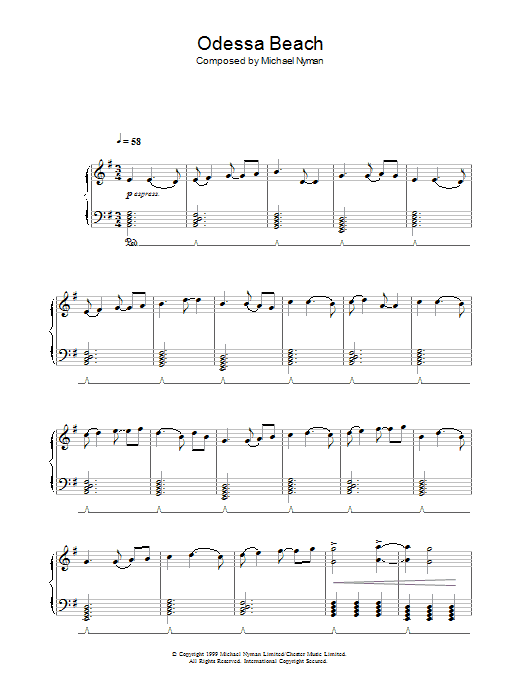 Michael Nyman Odessa Beach (from Man With A Movie Camera) Sheet Music Notes & Chords for Piano - Download or Print PDF