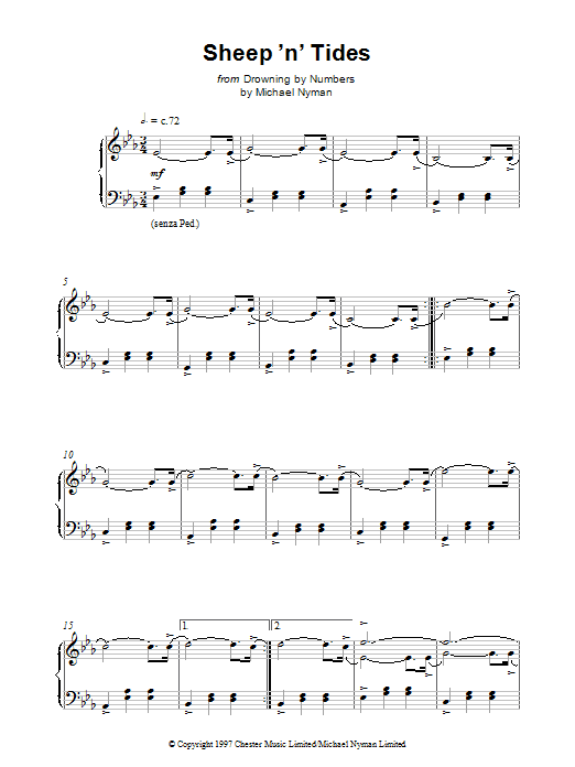 Michael Nyman Sheep 'N' Tides Sheet Music Notes & Chords for Piano - Download or Print PDF