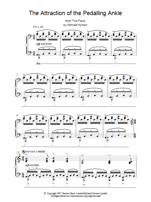 Michael Nyman The Attraction Of The Pedalling Ankle Sheet Music Notes & Chords for Piano - Download or Print PDF