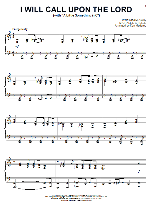 Michael O'Shields I Will Call Upon The Lord Sheet Music Notes & Chords for Piano (Big Notes) - Download or Print PDF