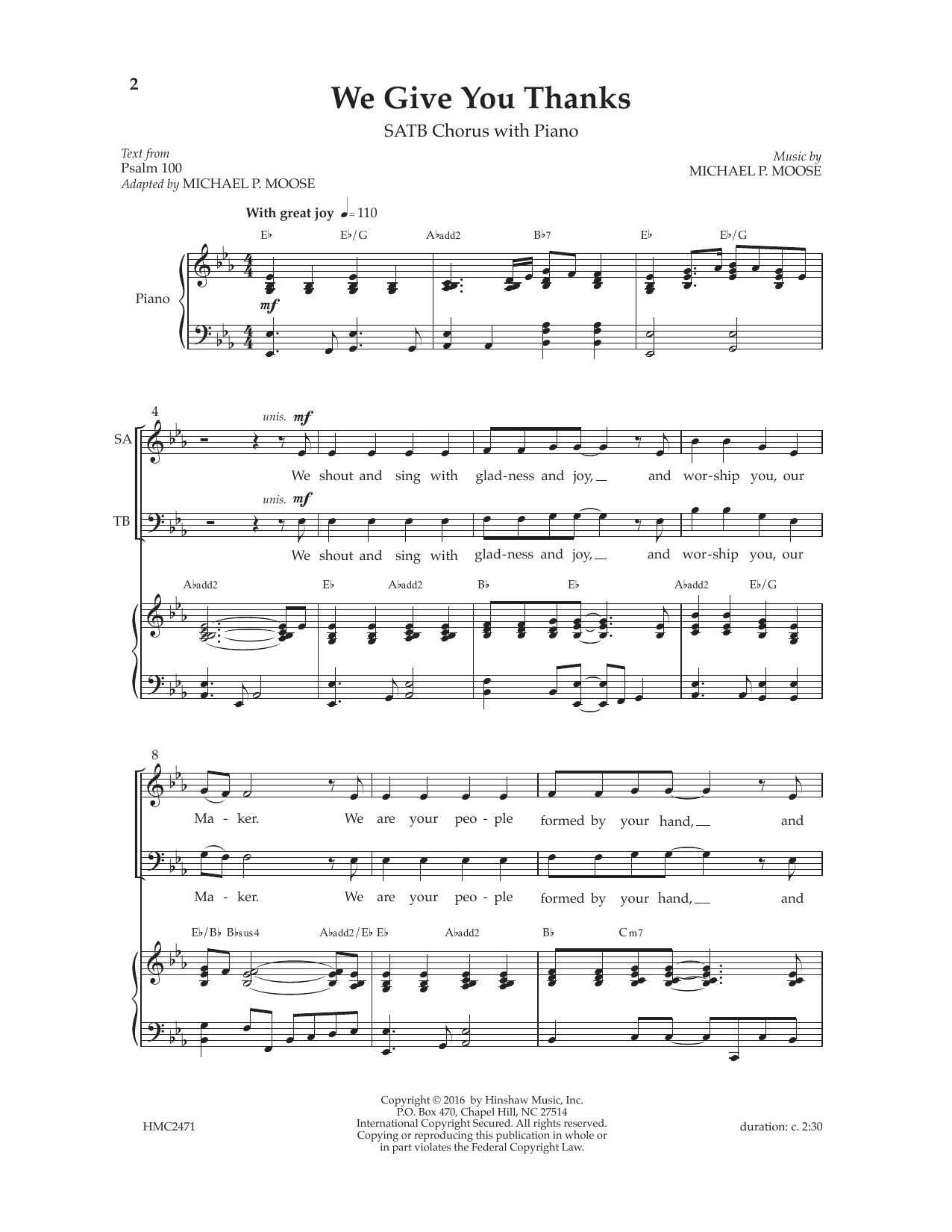 Michael P. Moose We Give You Thanks Sheet Music Notes & Chords for SATB Choir - Download or Print PDF