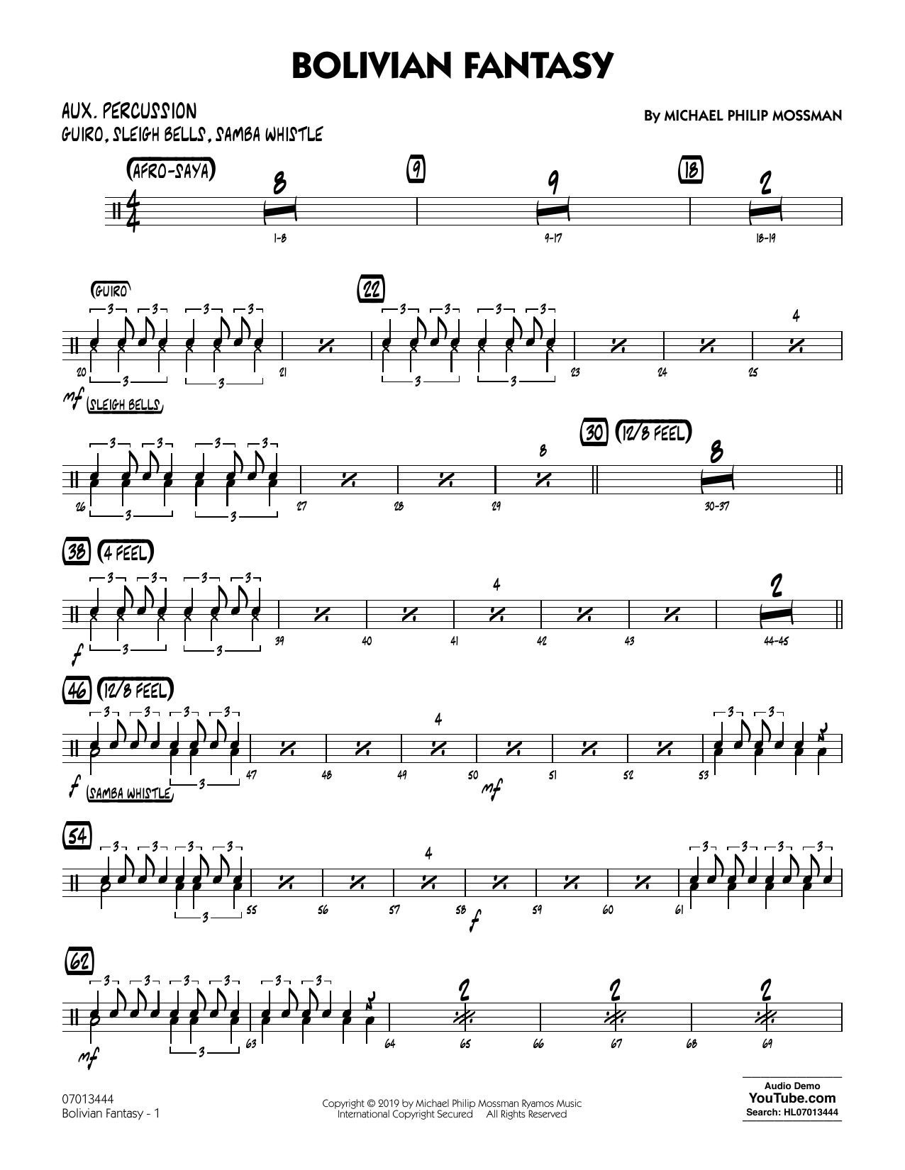 Michael Philip Mossman Bolivian Fantasy - Aux Percussion Sheet Music Notes & Chords for Jazz Ensemble - Download or Print PDF