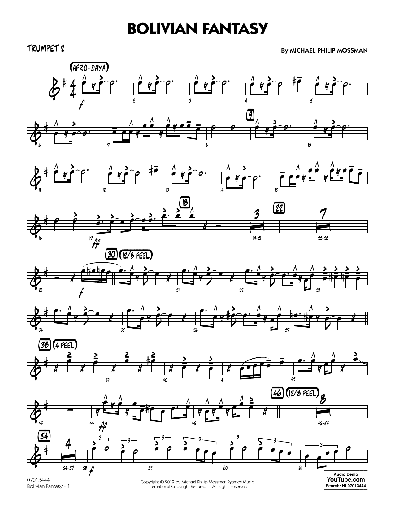 Michael Philip Mossman Bolivian Fantasy - Trumpet 2 Sheet Music Notes & Chords for Jazz Ensemble - Download or Print PDF