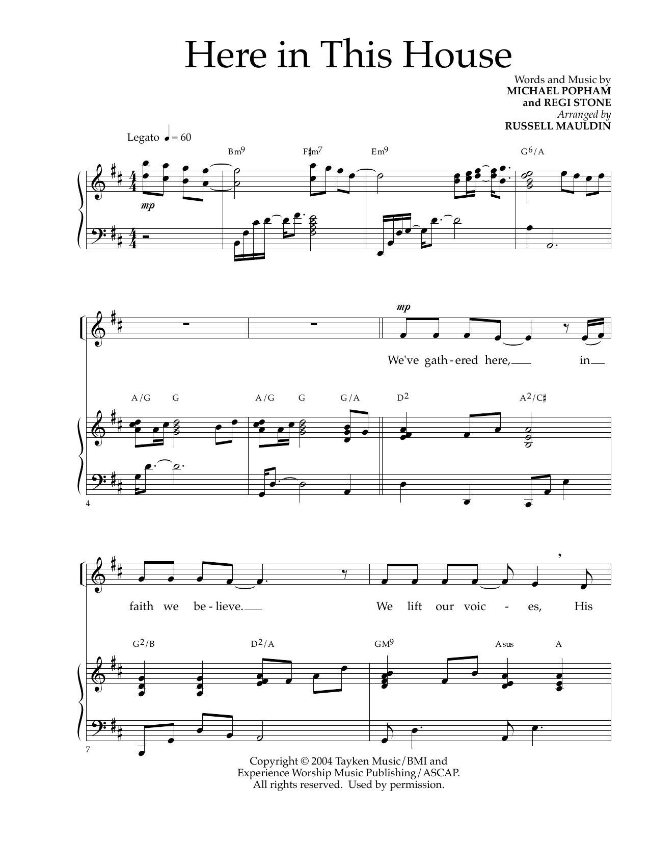 Michael Popham and Regi Stone Here In This House (arr. Russell Mauldin) Sheet Music Notes & Chords for SATB Choir - Download or Print PDF