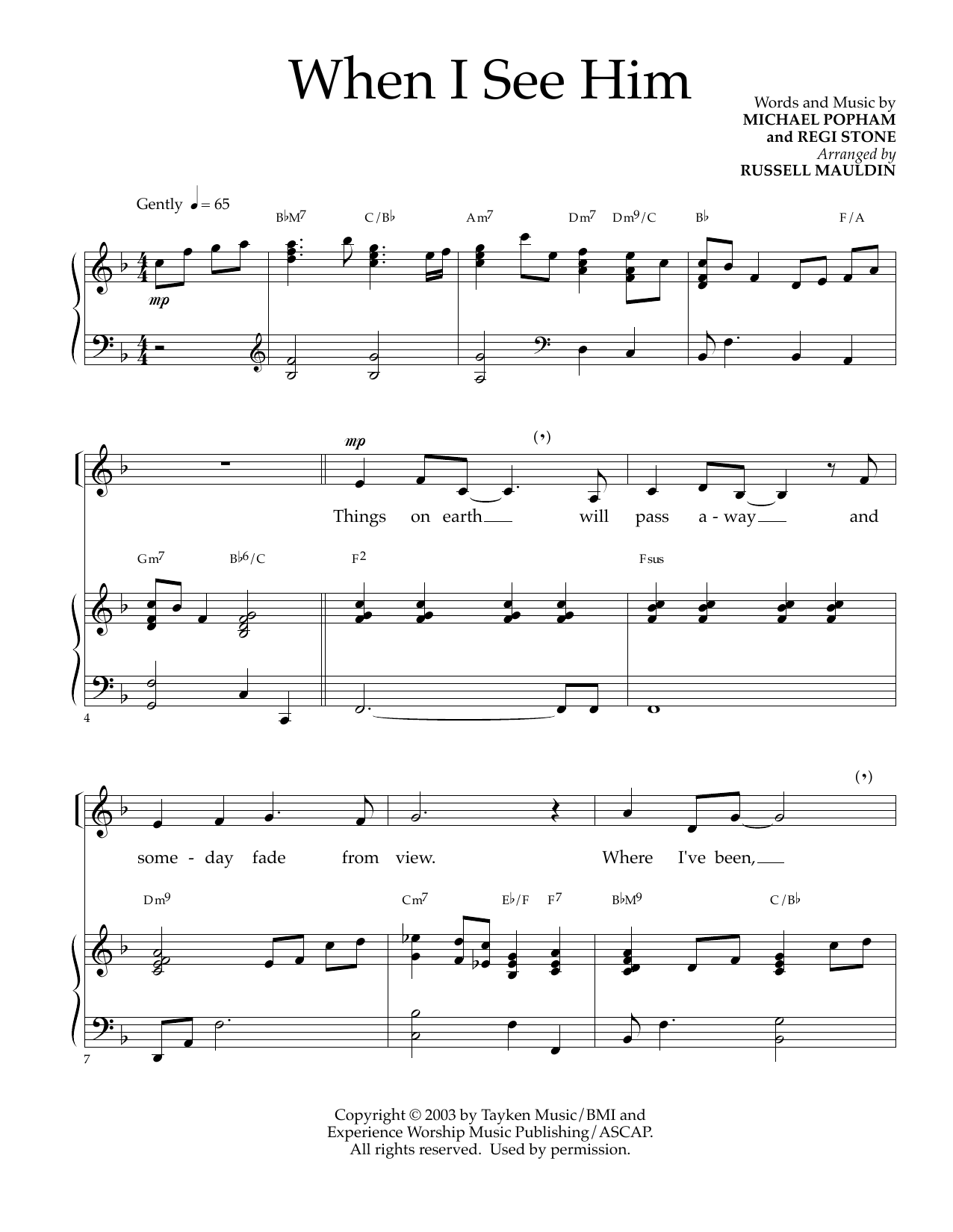 Michael Popham and Regi Stone When I See Him (arr. Russell Mauldin) Sheet Music Notes & Chords for SATB Choir - Download or Print PDF