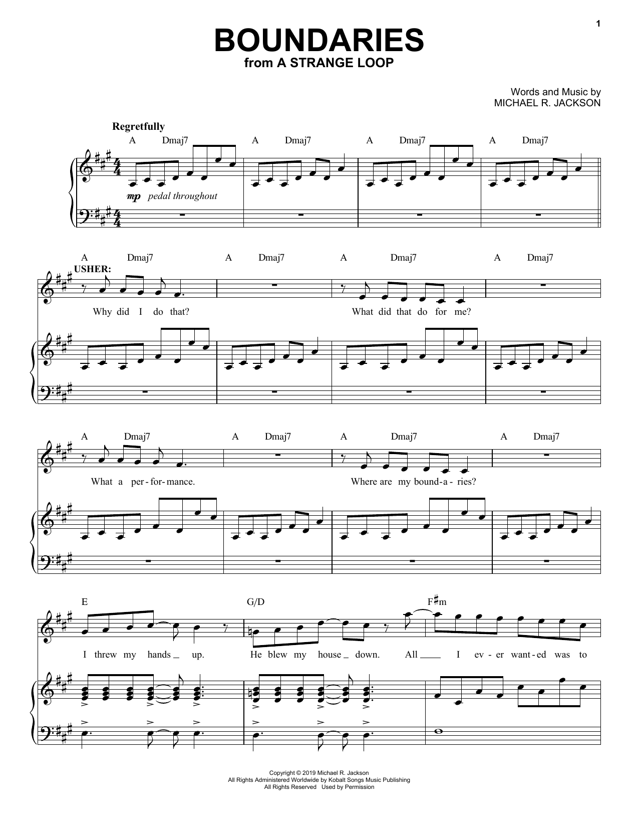 Michael R. Jackson Boundaries (from A Strange Loop) Sheet Music Notes & Chords for Piano & Vocal - Download or Print PDF