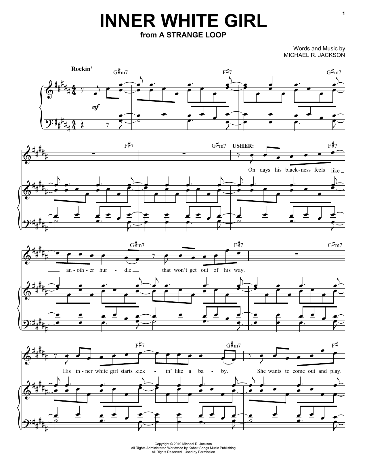 Michael R. Jackson Inner White Girl (from A Strange Loop) Sheet Music Notes & Chords for Piano & Vocal - Download or Print PDF