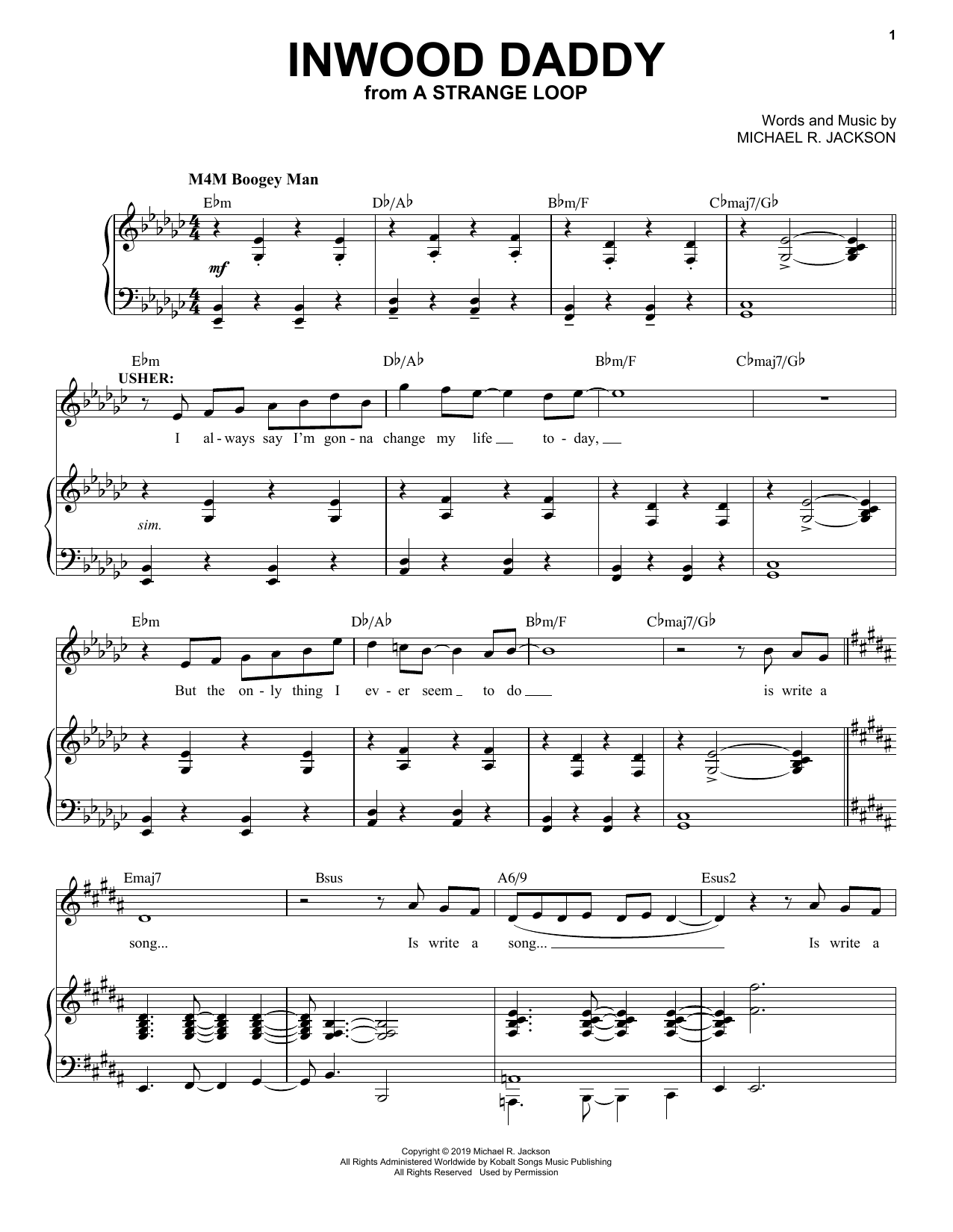Michael R. Jackson Inwood Daddy (from A Strange Loop) Sheet Music Notes & Chords for Piano & Vocal - Download or Print PDF