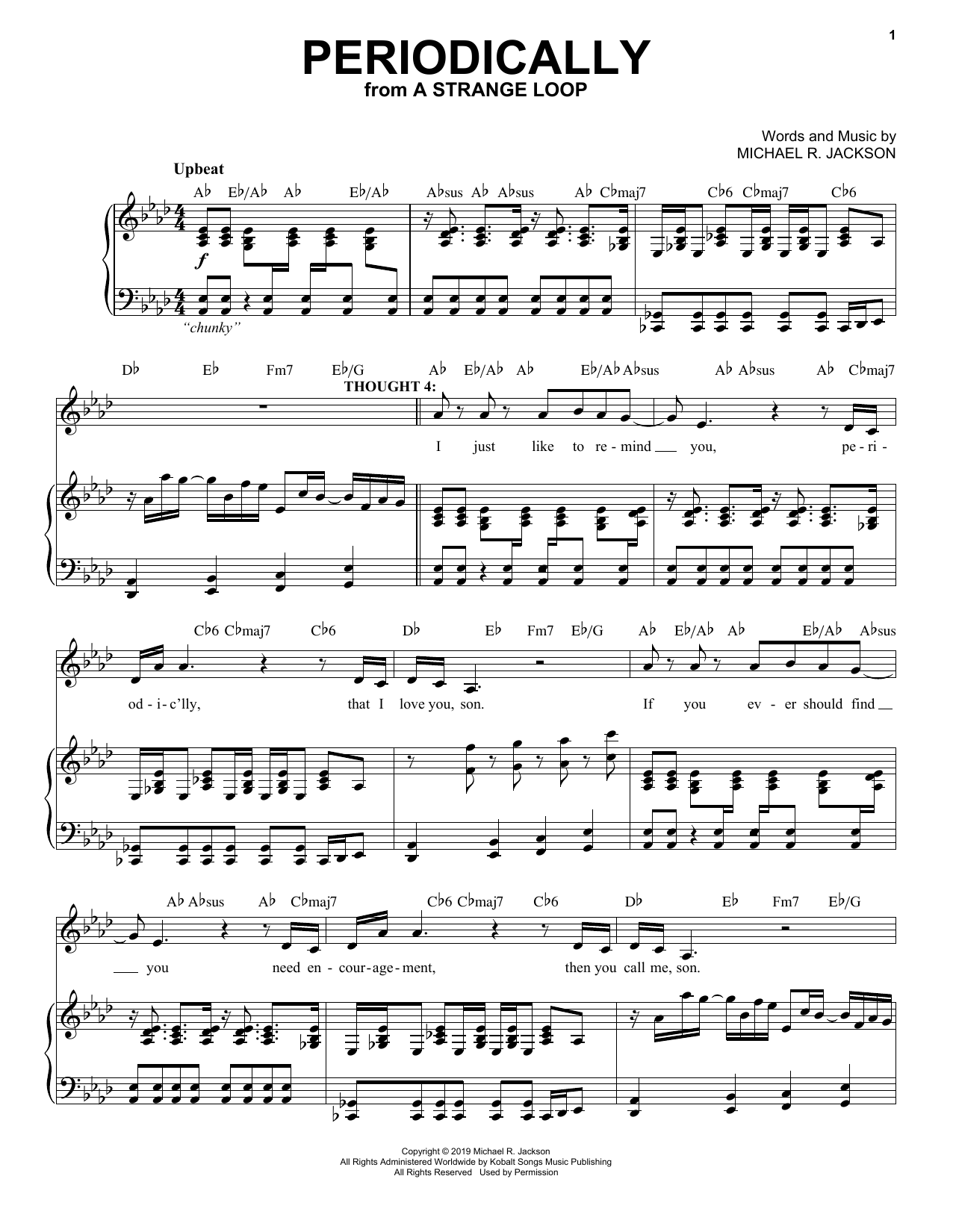 Michael R. Jackson Periodically (from A Strange Loop) Sheet Music Notes & Chords for Piano & Vocal - Download or Print PDF