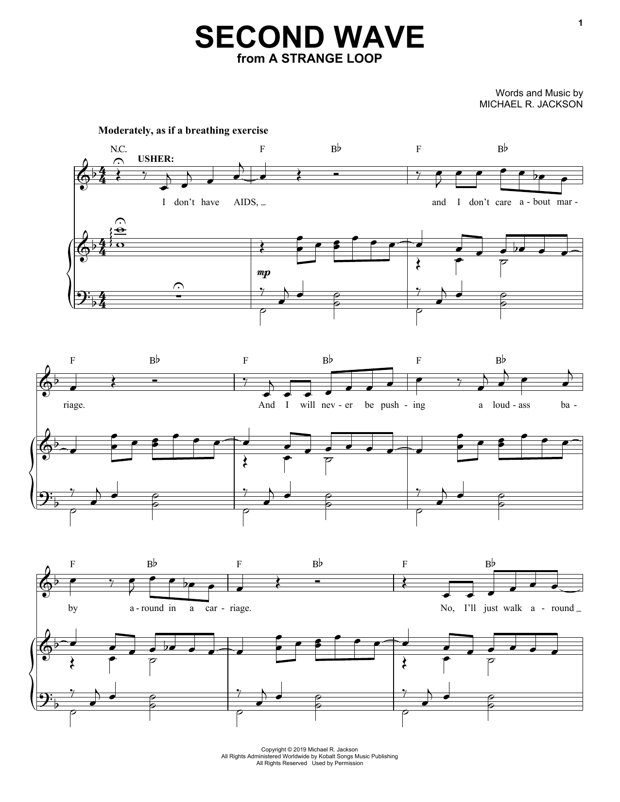 Michael R. Jackson Second Wave (from A Strange Loop) Sheet Music Notes & Chords for Piano & Vocal - Download or Print PDF