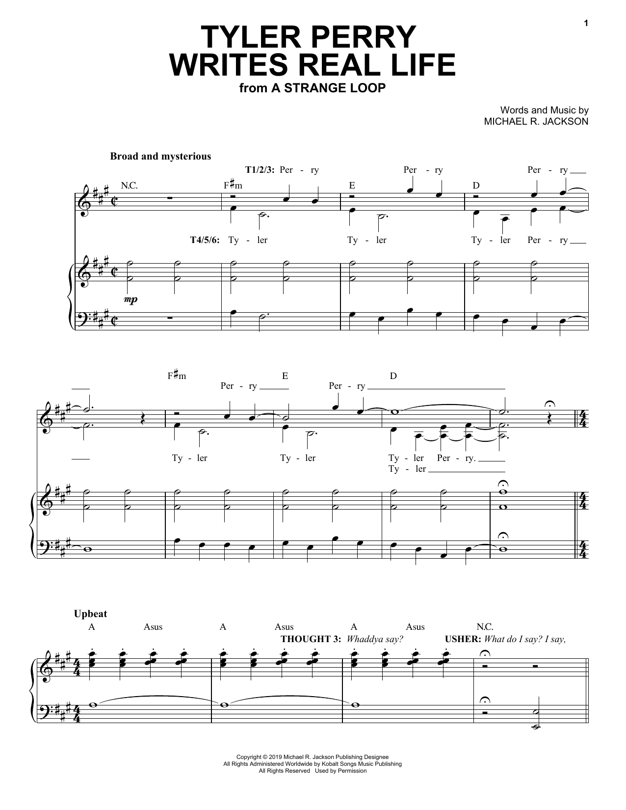 Michael R. Jackson Tyler Perry Writes Real Life (from A Strange Loop) Sheet Music Notes & Chords for Piano & Vocal - Download or Print PDF