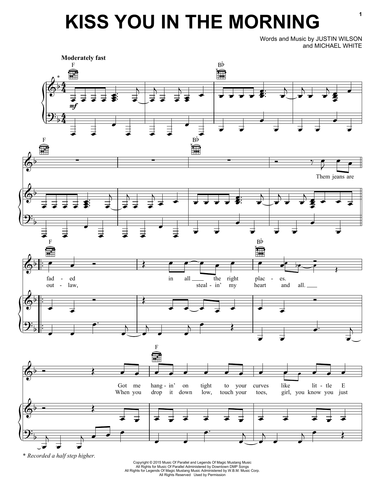 Michael Ray Kiss You In The Morning Sheet Music Notes & Chords for Piano, Vocal & Guitar (Right-Hand Melody) - Download or Print PDF