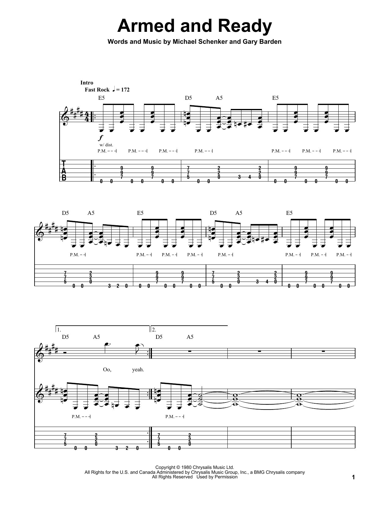 Michael Schenker Group Armed And Ready Sheet Music Notes & Chords for Guitar Tab Play-Along - Download or Print PDF