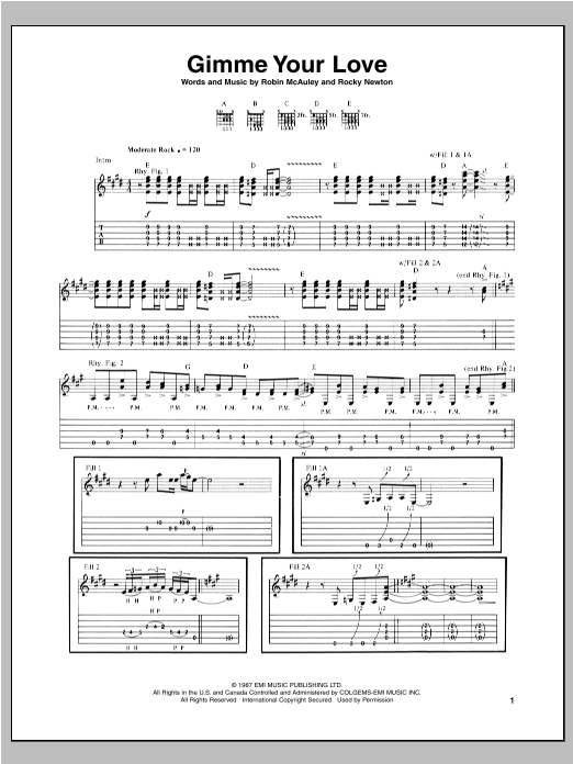 Michael Schenker Group Gimme Your Love Sheet Music Notes & Chords for Guitar Tab - Download or Print PDF