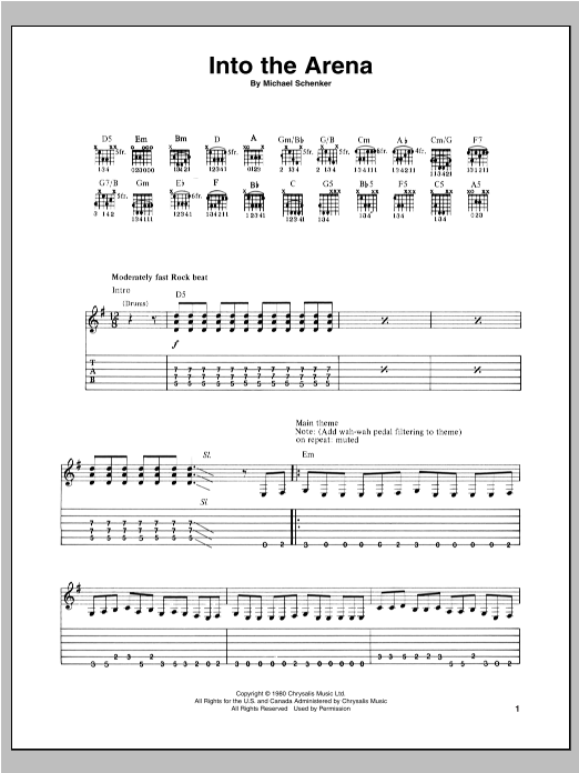 Michael Schenker Into The Arena Sheet Music Notes & Chords for Guitar Tab - Download or Print PDF