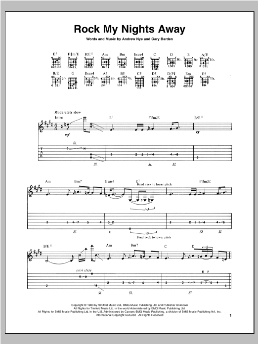 Michael Schenker Rock My Nights Away Sheet Music Notes & Chords for Guitar Tab - Download or Print PDF
