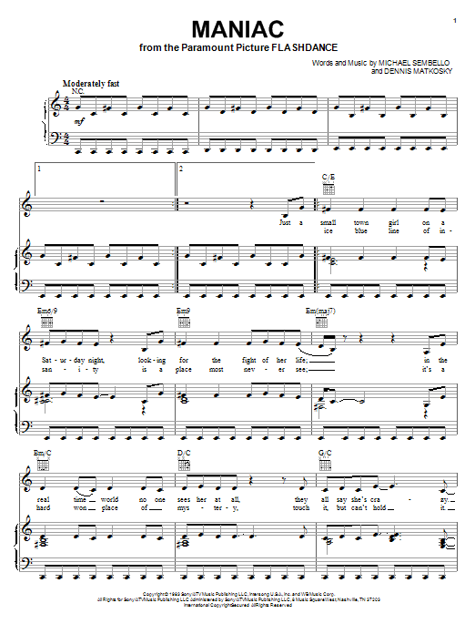 Michael Sembello Maniac Sheet Music Notes & Chords for Tenor Saxophone - Download or Print PDF