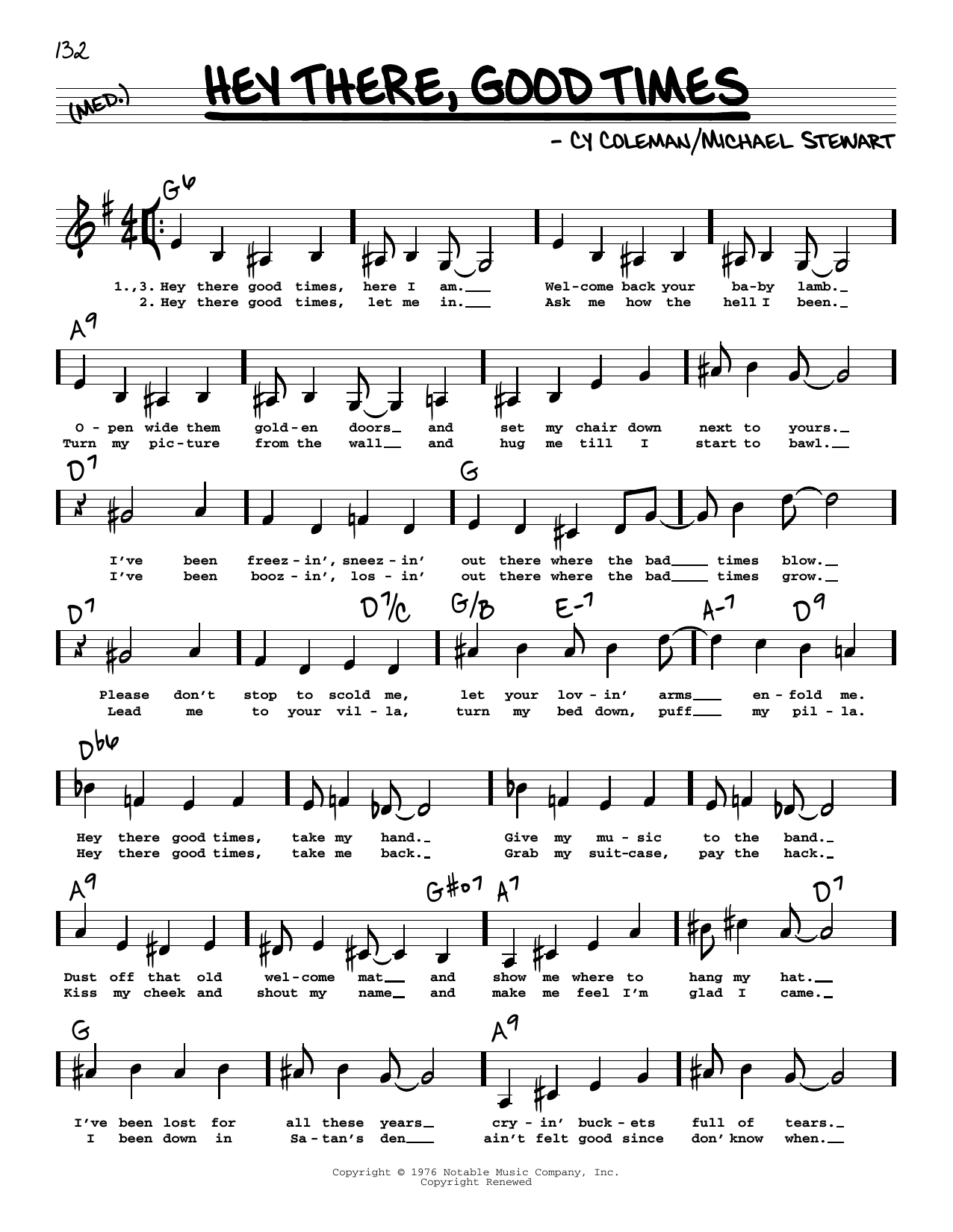 Michael Stewart Hey There, Good Times (Low Voice) Sheet Music Notes & Chords for Real Book – Melody, Lyrics & Chords - Download or Print PDF
