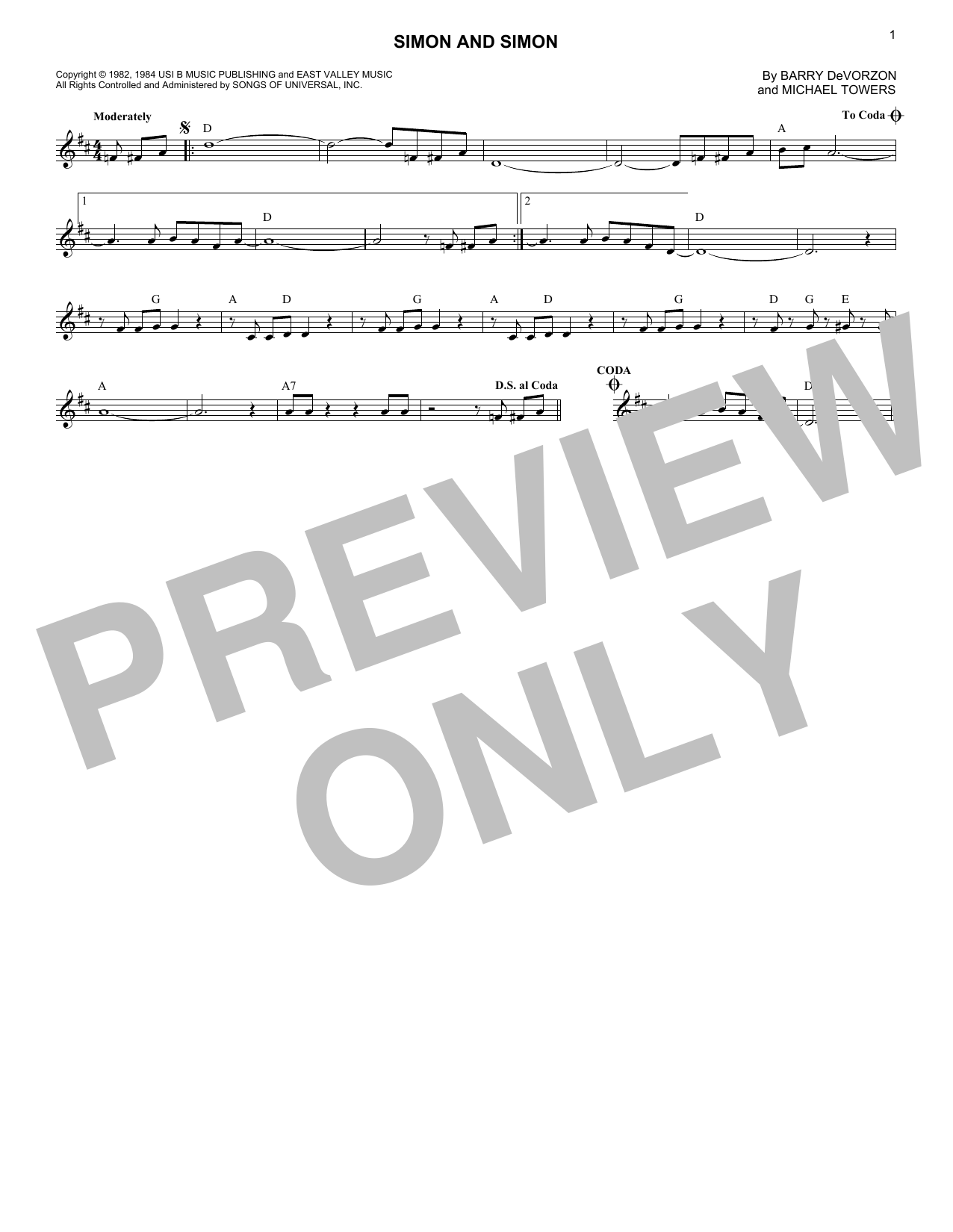 Michael Towers Simon And Simon Sheet Music Notes & Chords for Lead Sheet / Fake Book - Download or Print PDF