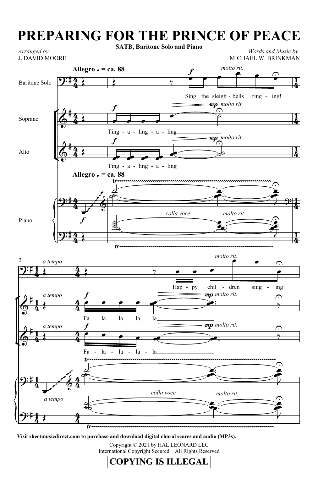 Michael W. Brinkman Preparing For The Prince Of Peace (arr. J. David Moore) Sheet Music Notes & Chords for SATB Choir - Download or Print PDF