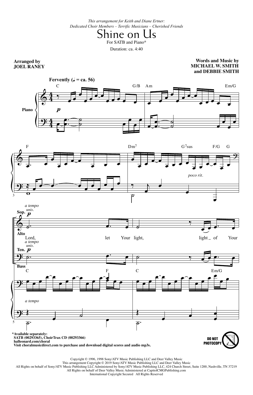 Michael W. Smith & Debbie Smith Shine On Us (arr. Joel Raney) Sheet Music Notes & Chords for SATB Choir - Download or Print PDF
