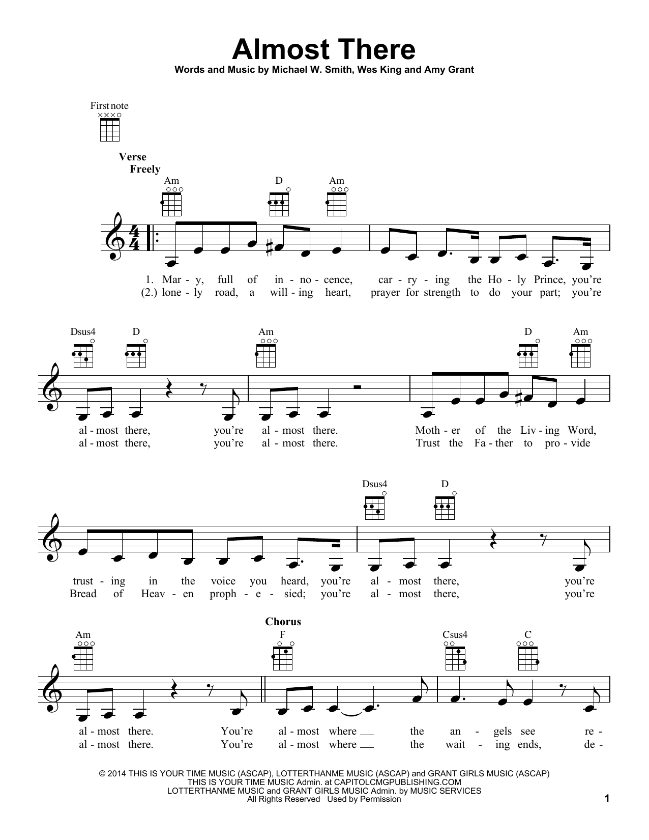 Michael W. Smith Almost There (feat. Amy Grant) Sheet Music Notes & Chords for Easy Piano - Download or Print PDF