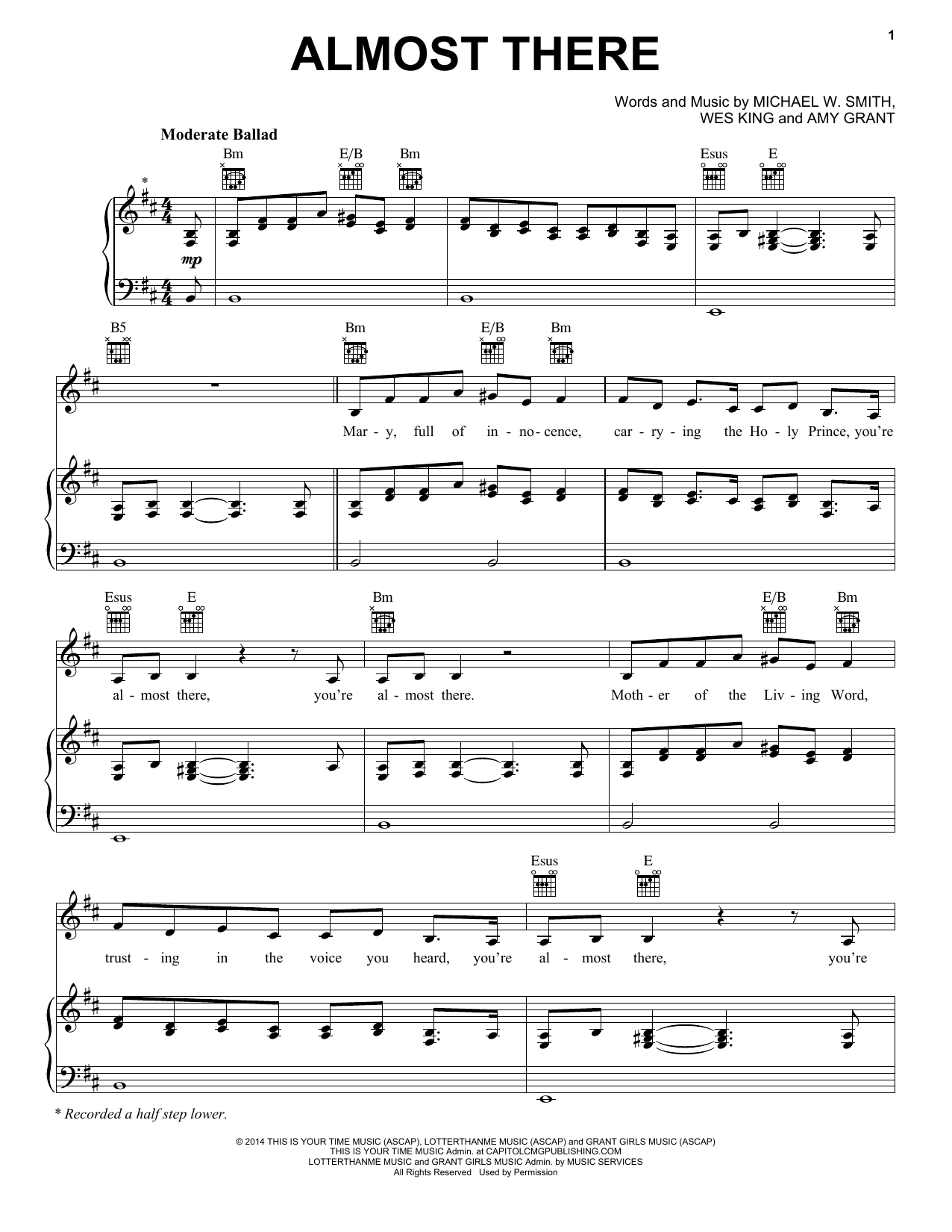 Michael W. Smith Almost There Sheet Music Notes & Chords for Piano, Vocal & Guitar (Right-Hand Melody) - Download or Print PDF