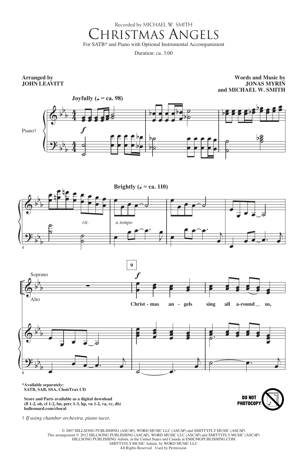 Michael W. Smith Christmas Angels (arr. John Leavitt) Sheet Music Notes & Chords for SAB Choir - Download or Print PDF