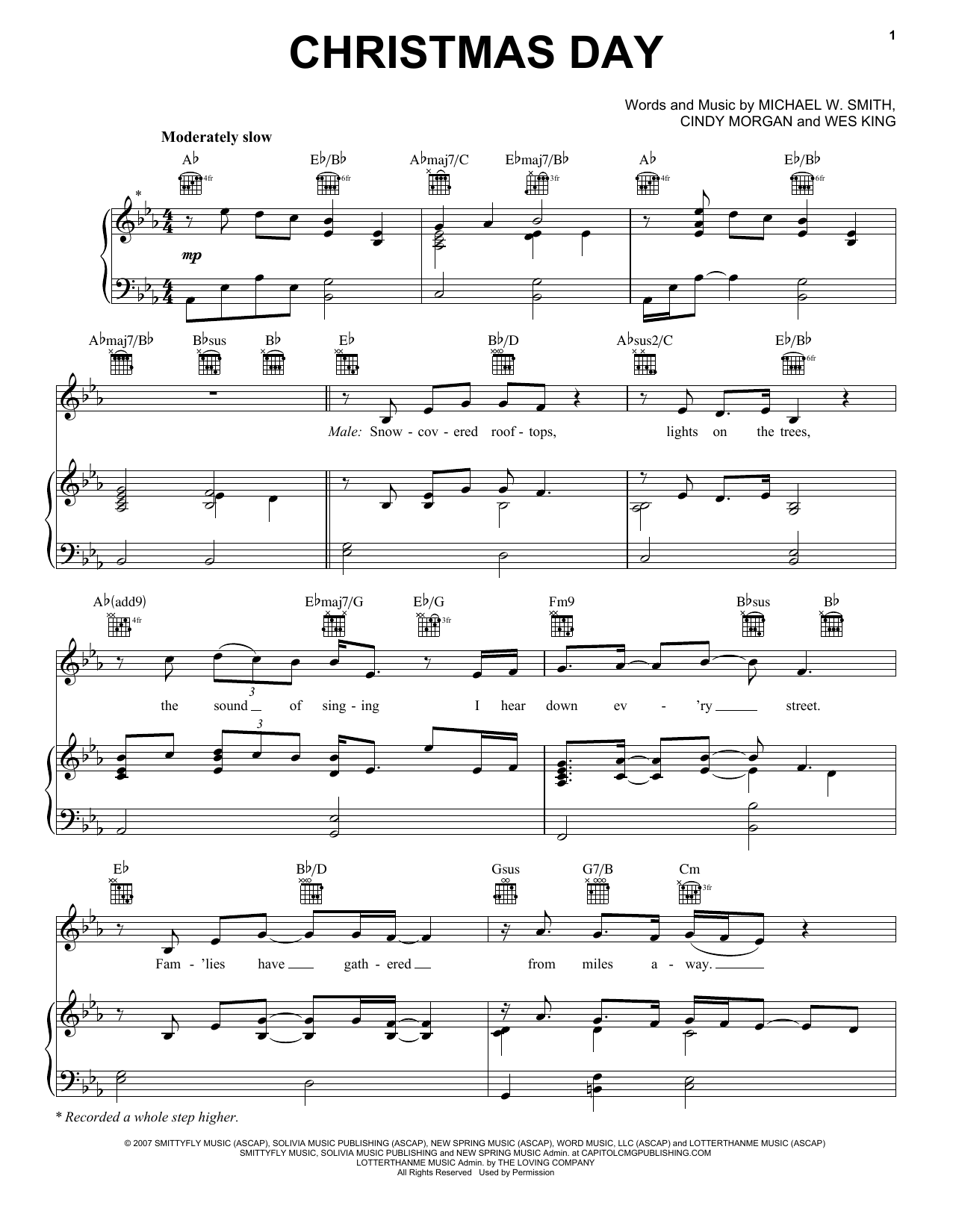 Michael W. Smith Christmas Day Sheet Music Notes & Chords for Piano, Vocal & Guitar (Right-Hand Melody) - Download or Print PDF