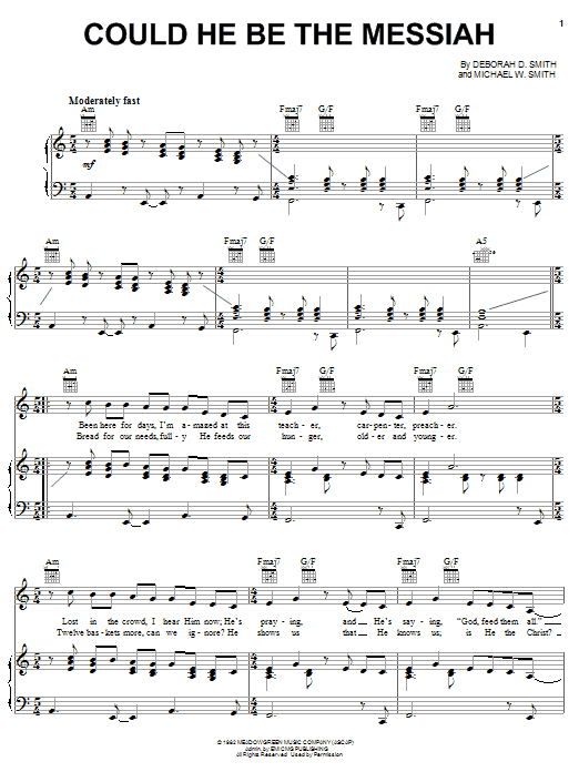 Michael W. Smith Could He Be The Messiah Sheet Music Notes & Chords for Piano, Vocal & Guitar (Right-Hand Melody) - Download or Print PDF Michael W. Smith Could He Be The Messiah Sheet Music Notes & Chords for Piano, Vocal & Guitar (Right-Hand Melody) - Download or Print PDF