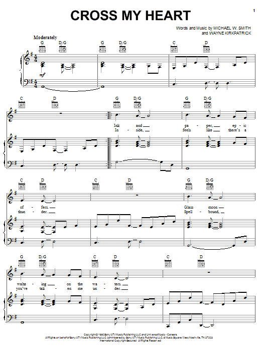Michael W. Smith Cross My Heart Sheet Music Notes & Chords for Piano - Download or Print PDF