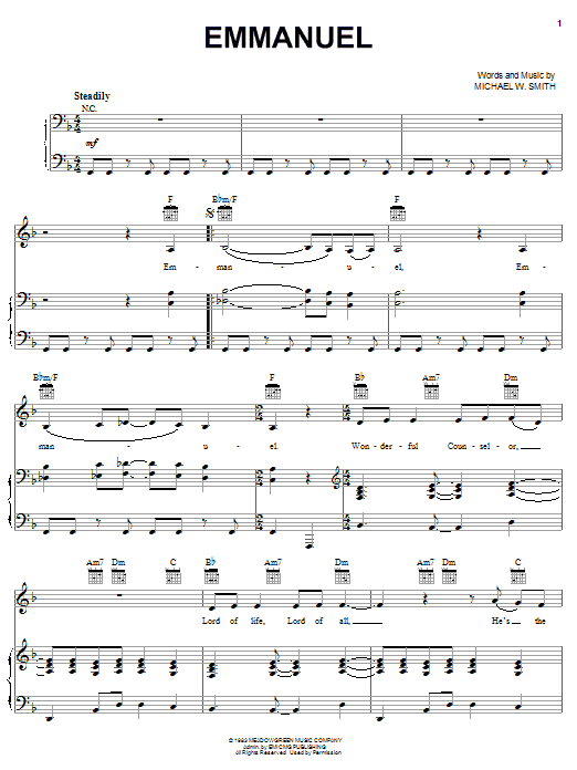 Michael W. Smith Emmanuel Sheet Music Notes & Chords for Easy Guitar Tab - Download or Print PDF