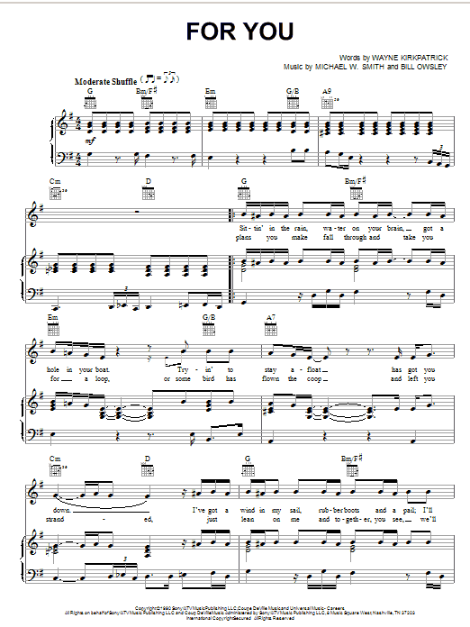 Michael W. Smith For You Sheet Music Notes & Chords for Piano, Vocal & Guitar (Right-Hand Melody) - Download or Print PDF