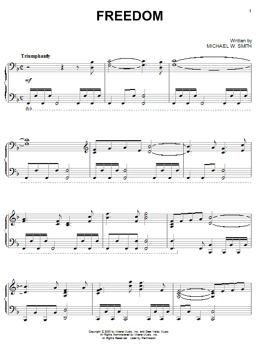 Michael W. Smith Freedom Sheet Music Notes & Chords for Piano - Download or Print PDF