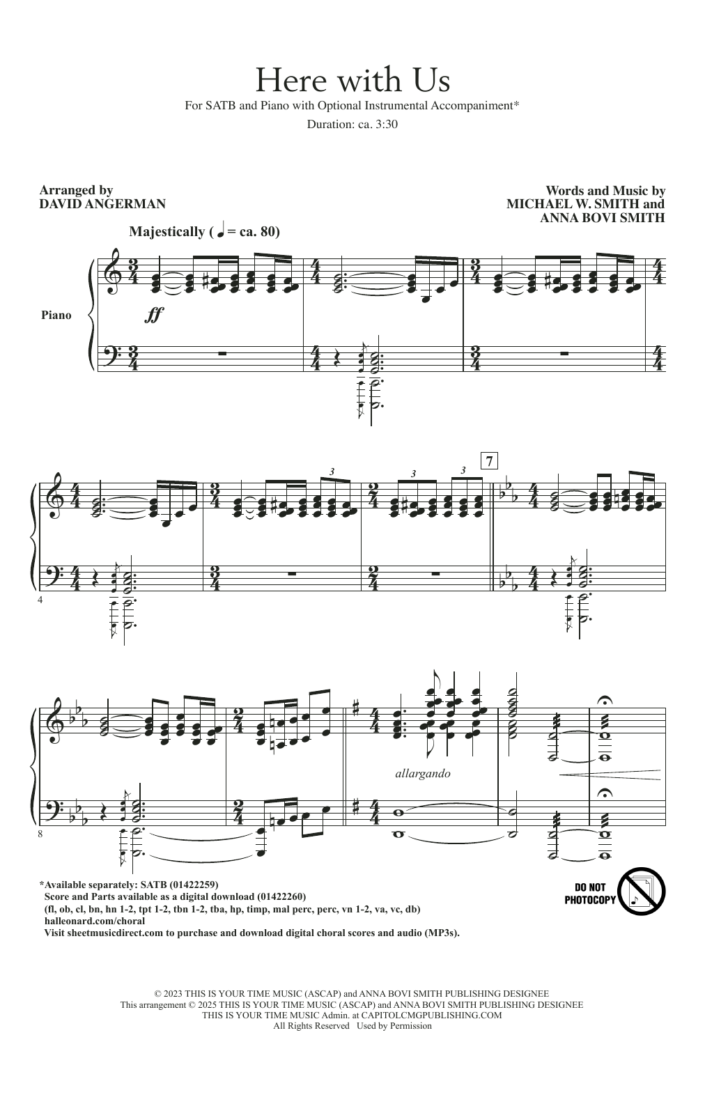 Michael W. Smith Here With Us (arr. David Angerman) Sheet Music Notes & Chords for SATB Choir - Download or Print PDF