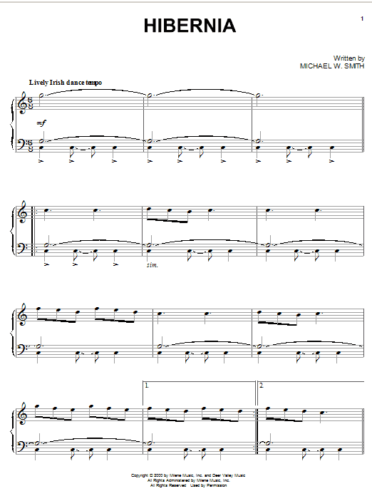 Michael W. Smith Hibernia Sheet Music Notes & Chords for Piano - Download or Print PDF