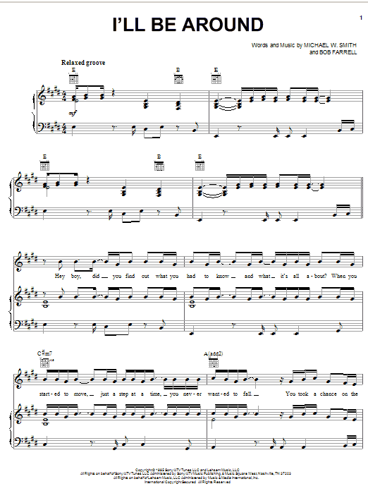 Michael W. Smith I'll Be Around Sheet Music Notes & Chords for Piano, Vocal & Guitar (Right-Hand Melody) - Download or Print PDF