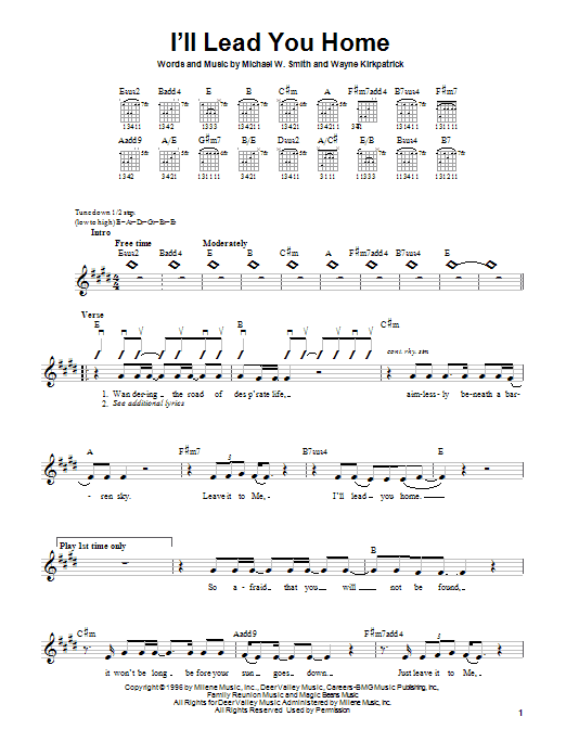 Michael W. Smith I'll Lead You Home Sheet Music Notes & Chords for Guitar with strumming patterns - Download or Print PDF