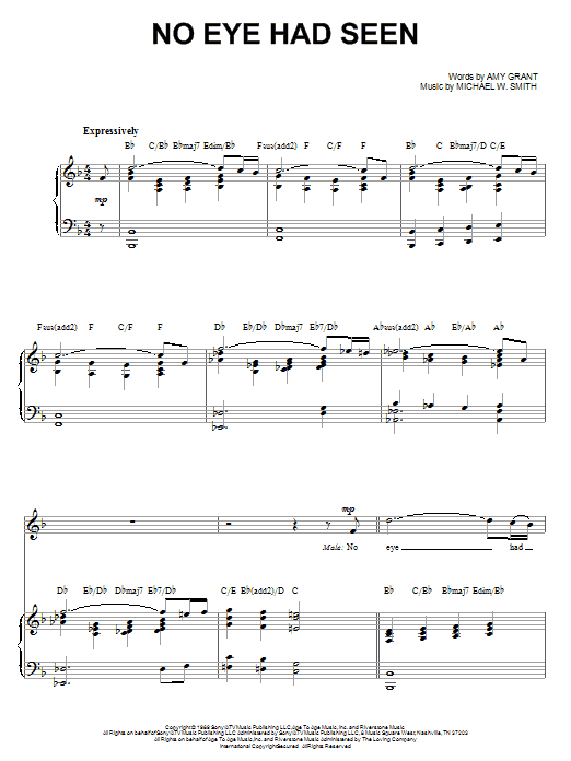 Michael W. Smith No Eye Had Seen Sheet Music Notes & Chords for Piano, Vocal & Guitar (Right-Hand Melody) - Download or Print PDF