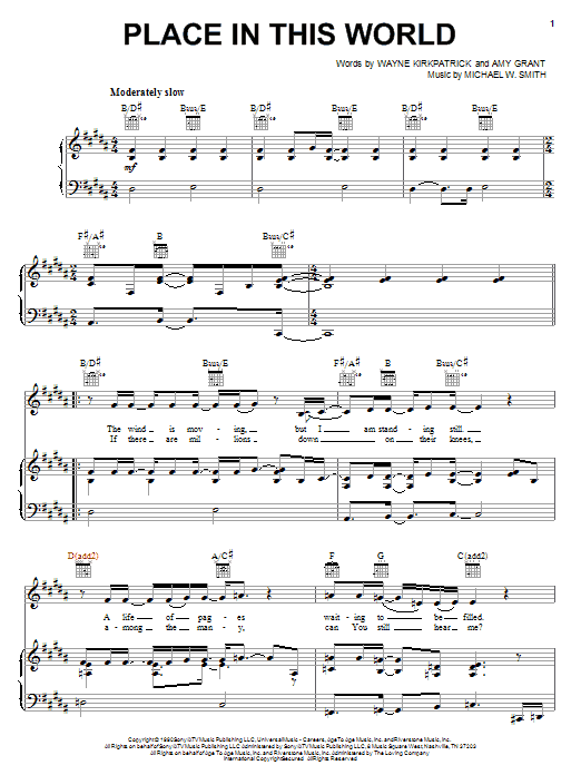 Michael W. Smith Place In This World Sheet Music Notes & Chords for Easy Piano - Download or Print PDF