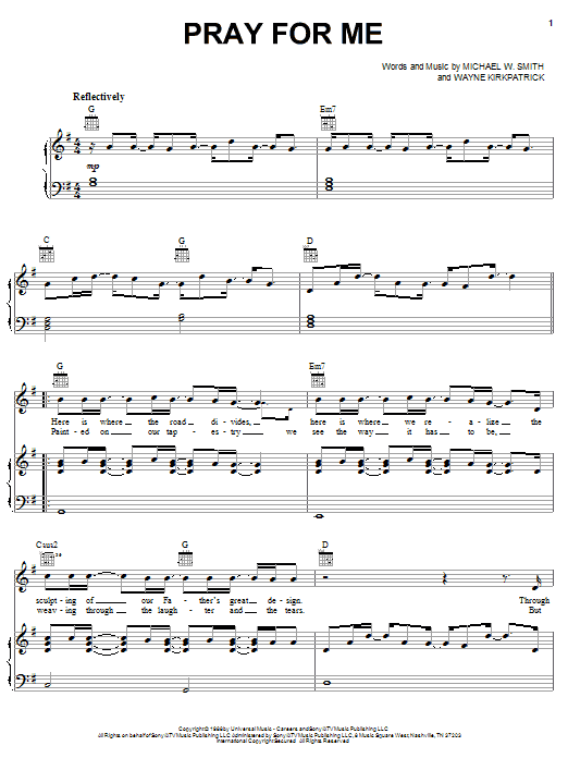 Michael W. Smith Pray For Me Sheet Music Notes & Chords for Piano, Vocal & Guitar (Right-Hand Melody) - Download or Print PDF