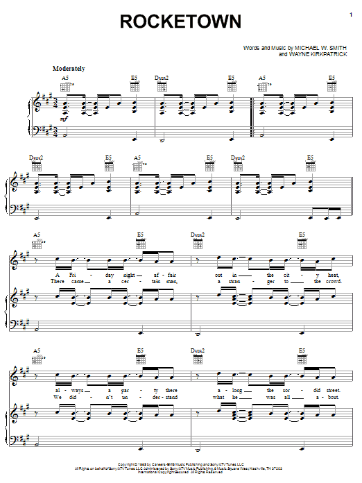 Michael W. Smith Rocketown Sheet Music Notes & Chords for Piano, Vocal & Guitar (Right-Hand Melody) - Download or Print PDF