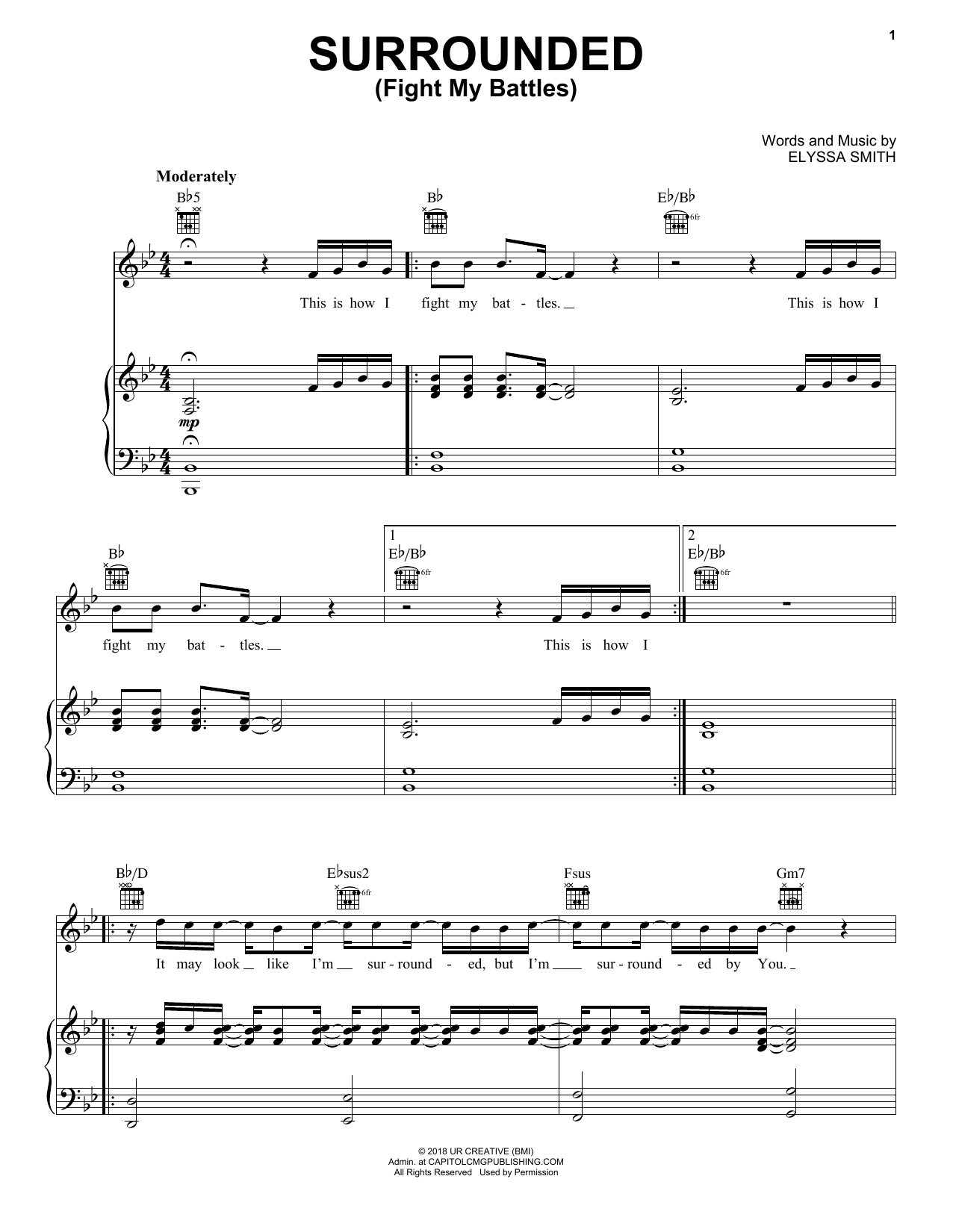 Michael W. Smith Surrounded (Fight My Battles) Sheet Music Notes & Chords for Piano, Vocal & Guitar (Right-Hand Melody) - Download or Print PDF