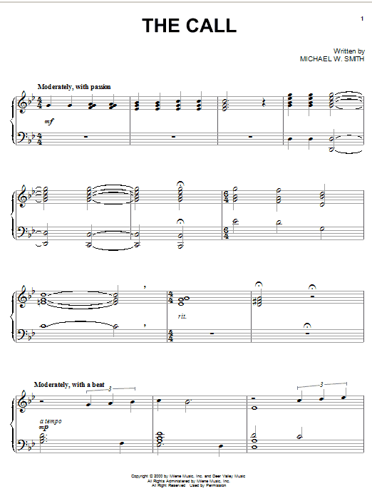 Michael W. Smith The Call Sheet Music Notes & Chords for Piano - Download or Print PDF Michael W. Smith The Call Sheet Music Notes & Chords for Piano - Download or Print PDF