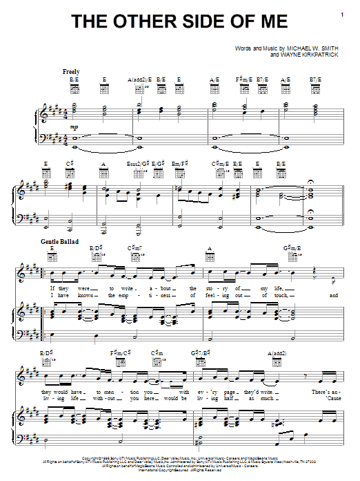 Michael W. Smith The Other Side Of Me Sheet Music Notes & Chords for Piano, Vocal & Guitar (Right-Hand Melody) - Download or Print PDF