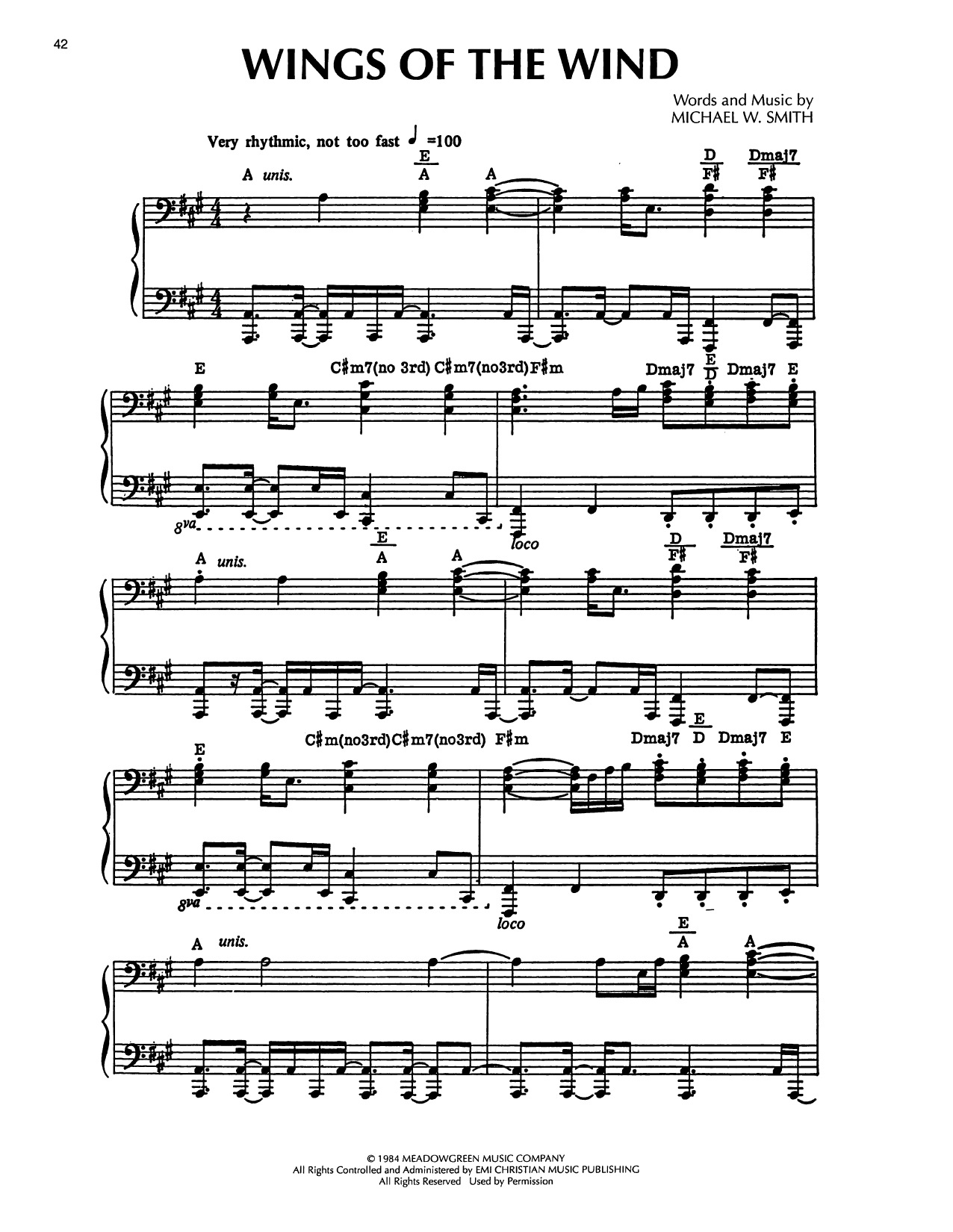Michael W. Smith Wings Of The Wind Sheet Music Notes & Chords for Piano Solo - Download or Print PDF