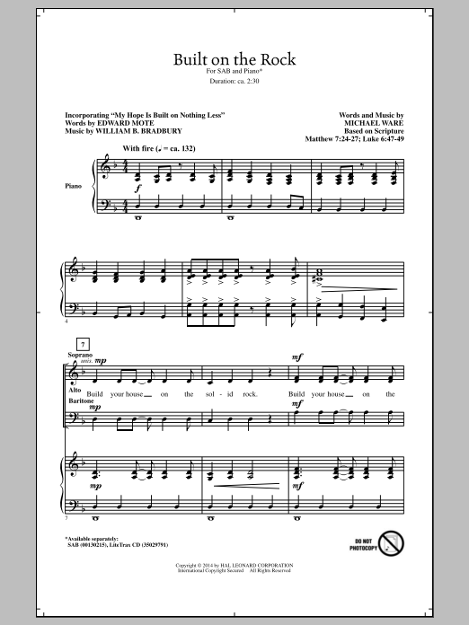 Michael Ware Built On The Rock Sheet Music Notes & Chords for SAB - Download or Print PDF